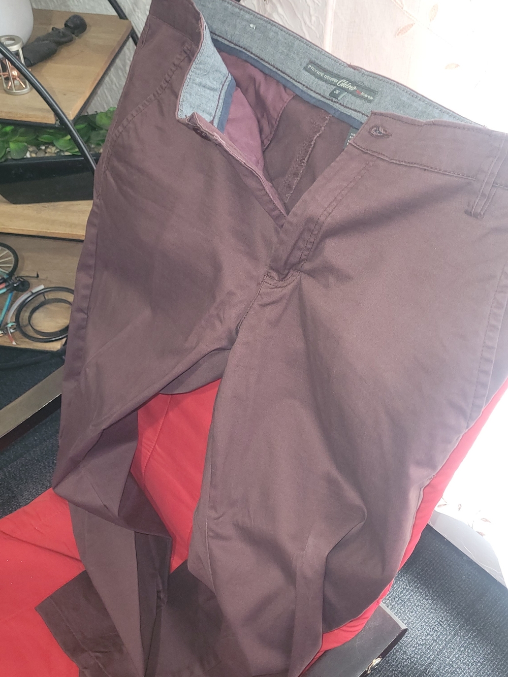 Men's Stretch Chinos in Burgundy - Classic Straight Fit